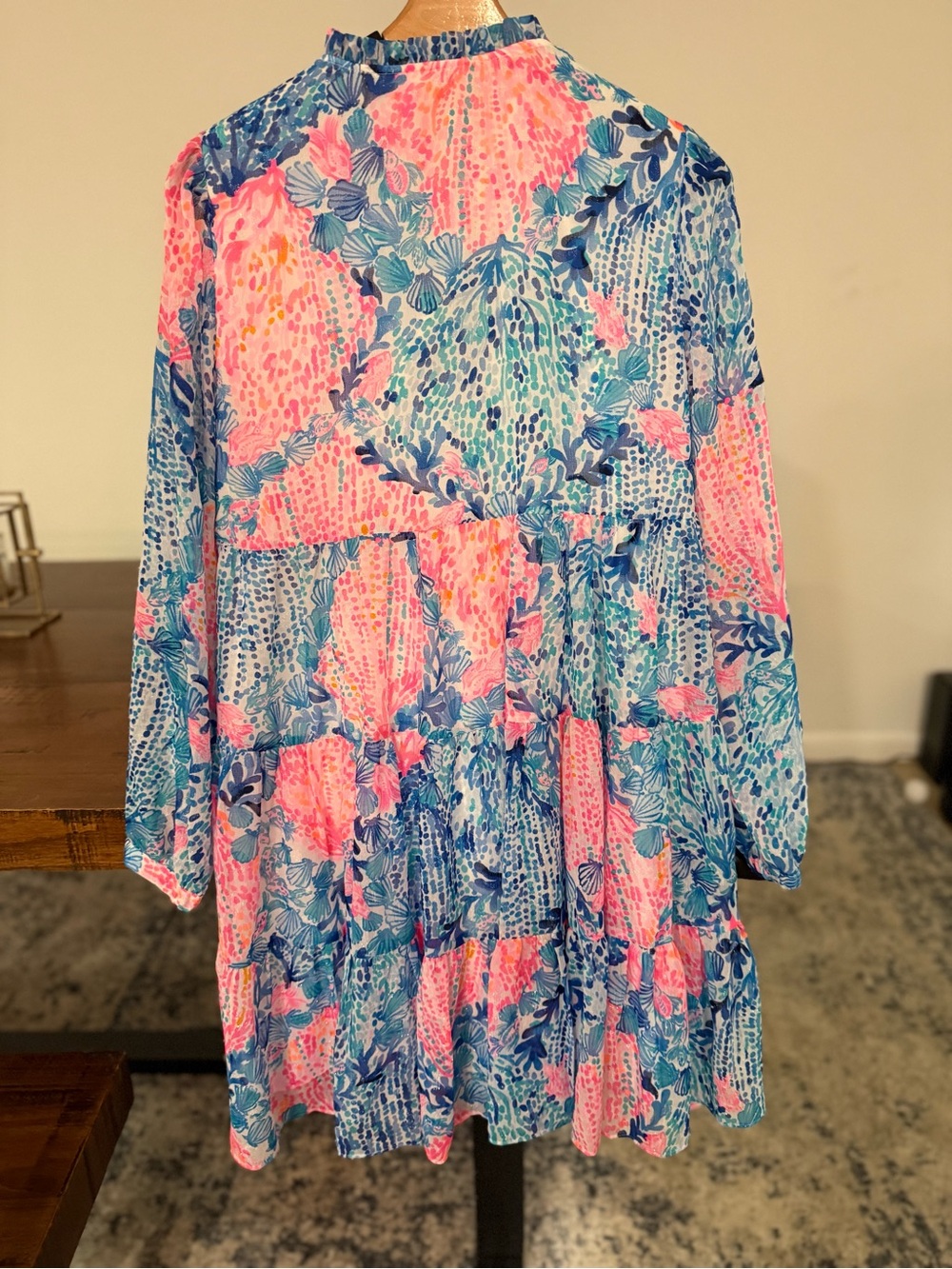 Lilly Pulitzer Sarita Swing Dress Blue Pink Seashell Print Size 8 - Picture 5 of 6